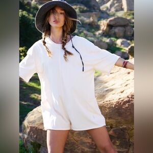 ✷ FP Movement by free people HOT SHOT TEE ROMPER
 in bleached clay
Like new